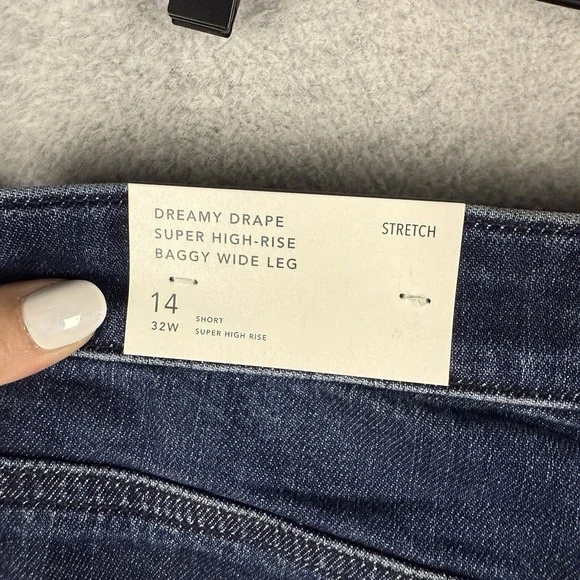 American Eagle Jeans Womens 14 Super High Rise Baggy Wide Leg Dark Wash NEW - Picture 5 of 13